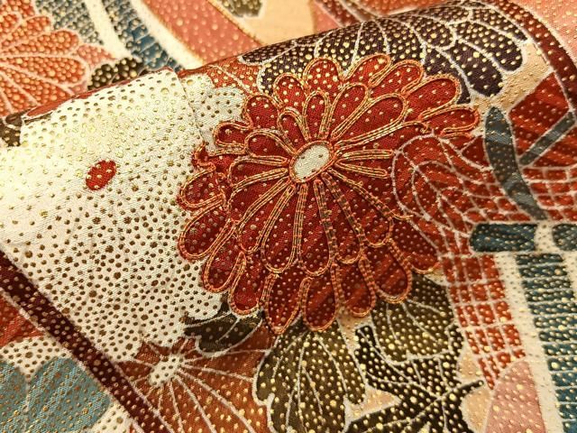 平和屋着物●豪華振袖 駒刺繍 束ね熨斗御所車花文 暈し染め 金彩 正絹 逸品 BAAY6180hj 平和屋着物●豪華振袖 駒刺繍 束ね熨斗御所車花文 暈し染め 金彩 正絹 逸品 BAAY6180hj