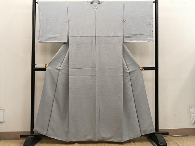 平和屋着物●上質な色無地　草花地紋　利休色　正絹　逸品　BAAY0281mz