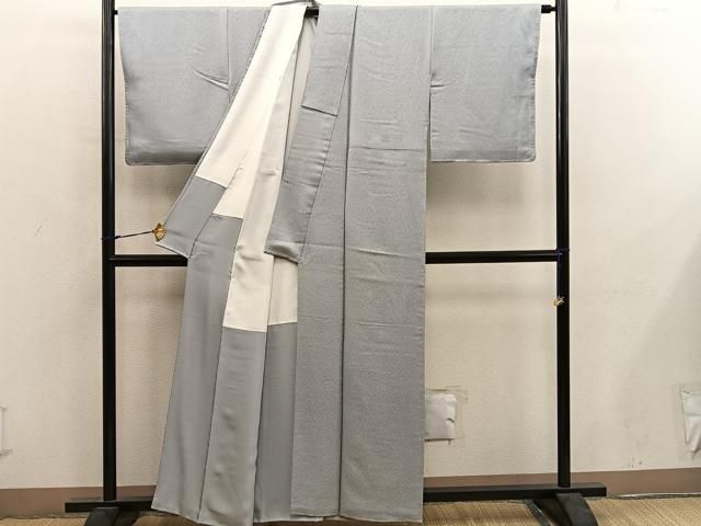 平和屋着物●上質な色無地　草花地紋　利休色　正絹　逸品　BAAY0281mz