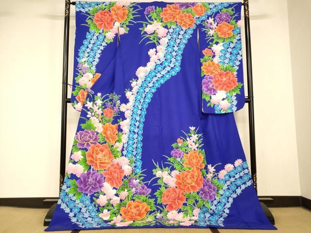 平和屋本店●お引きずり・お引き摺り・引き振袖　和装　結婚式　舞妓　芸妓　芸者　衣装　駒刺繍　草花文　AABK8357fw