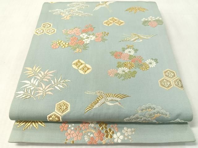 平和屋着物●六通柄袋帯　唐織　飛鶴吉祥松竹梅　金糸　正絹　逸品　CABL0192vp 20,878円