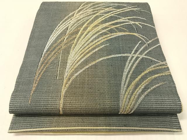 平和屋着物●太鼓柄袋帯　紬地　芒文　金銀糸　正絹　逸品　CABL0200vp 24,375円