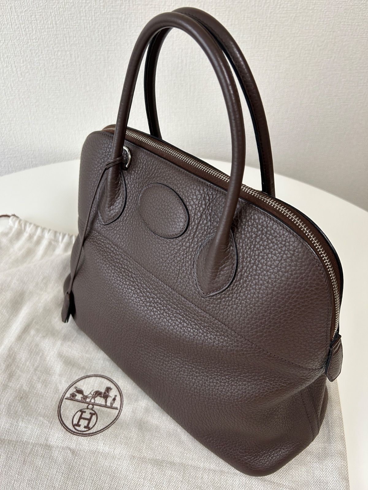 エルメスHERMESボリード35 刻印□L2008年ハンドバッグ ハンドバック トートバッグ トートバックかばんカバン鞄ショコラチョコレートダークブラウン焦げ茶色レザー牛革本革フランス製レディース女性用婦人ユニセックス男女兼用