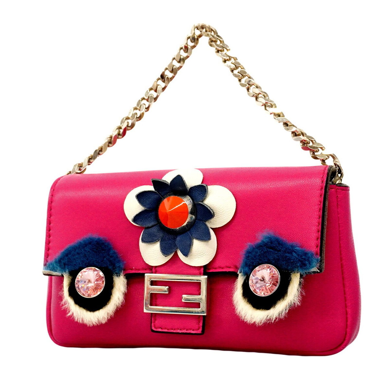 フェンディ(Fendi) フェンディ ハンドバッグ モンスター マイクロバケット レザー ピンク レディース