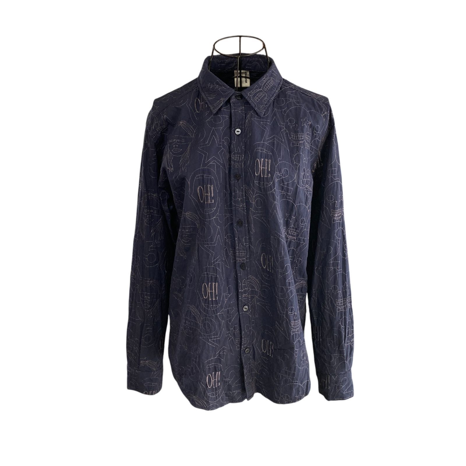 ★超美品 max six マックスシックス ネイビー 長袖 シャツ・ブラウス L