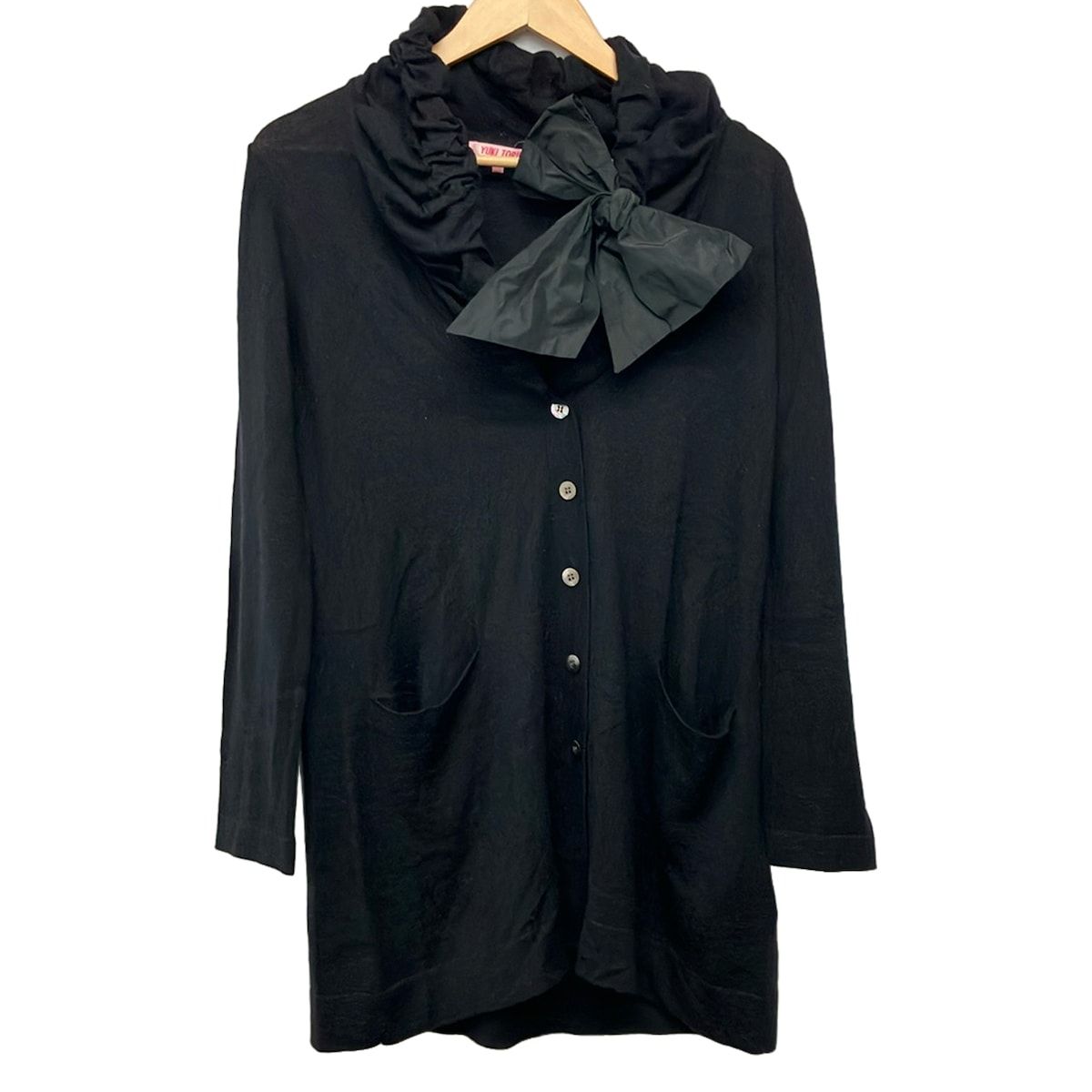 YUKITORII(ユキトリイ) カーディガン サイズ38 M レディース美品 黒 長袖/リボン/INTERNATIONAL 6,364円