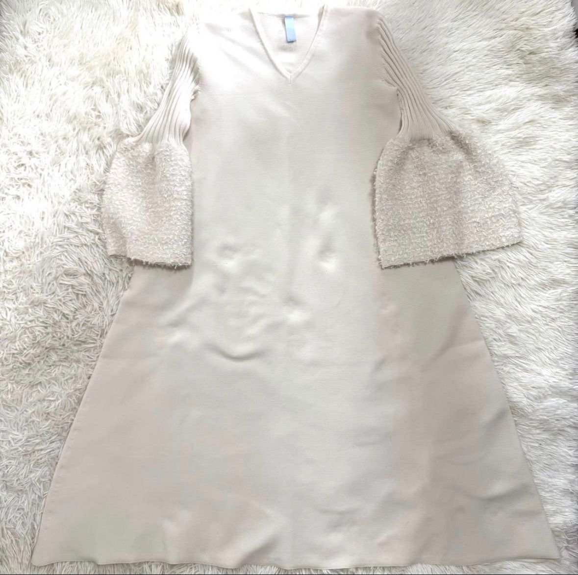 【極美品】 CFCL POTTERY REEF LUXE LONG BELL SLEEVE FLARE DRESS ワンピース ホワイト 定価: ¥90,200円