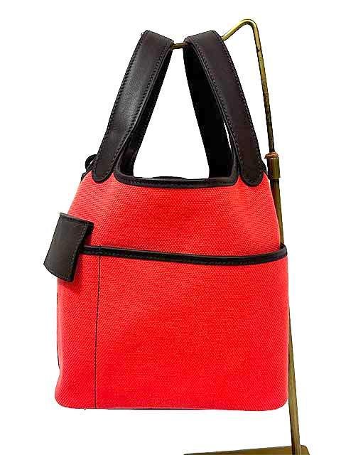 【中古】【美品】HERMES エルメス バッグ ハンドバッグ ピコタンカーゴ PM ローズテキサス/ルージュセリエ シルバー金具 トワル レディース＿s26＿セルモアから出品＿s-1147-r26 277,650円