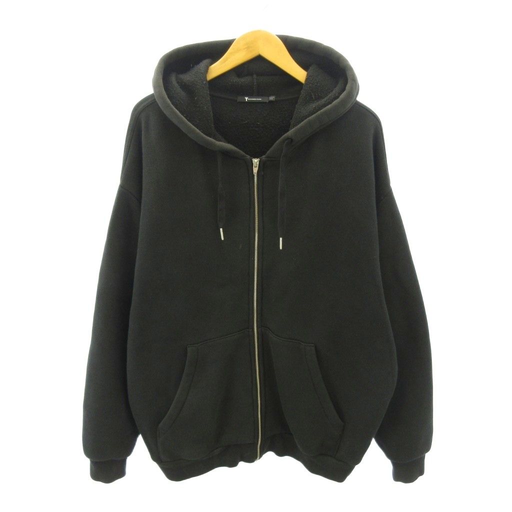 ティーバイアレキサンダーワン ジップアップ パーカー フーディ 無地 M 黒 ティーバイアレキサンダーワン T by Alexanderwang ジップアップ