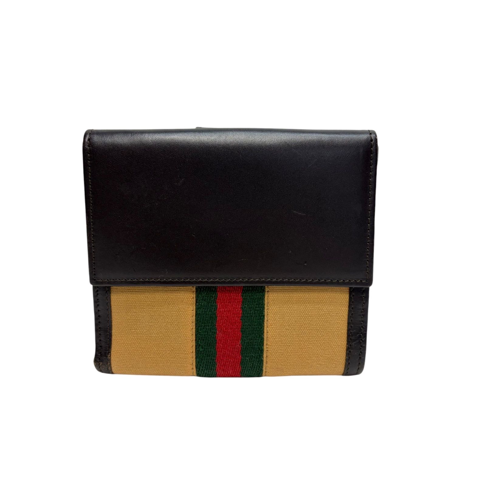 4950 GUCCI グッチ 折り財布 シェリーライン キャンバス Wホック