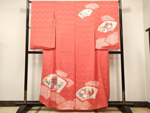 平和屋着物[]七五三　女の子　７歳　祝着　四つ身　絞り　地紙鴛鴦花文　仮絵羽　逸品　未使用　DABH5395ea 18,980円