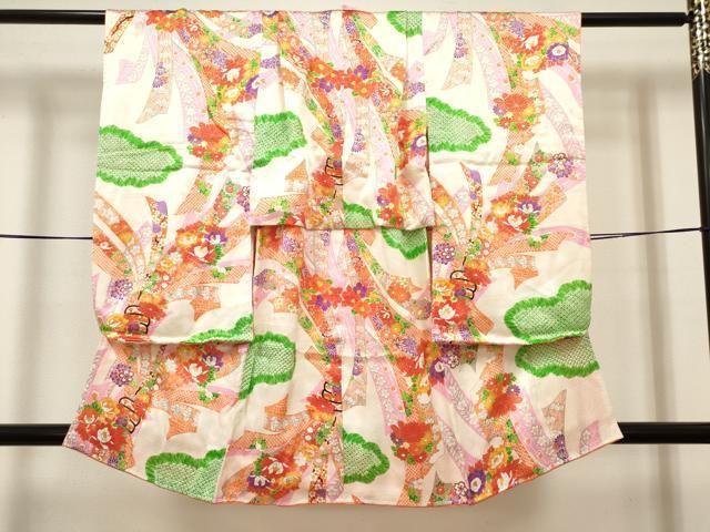 平和屋着物[]七五三　女の子　３歳　祝着　三つ身　束ね熨斗花文　金彩　逸品　DABH5406ea 18,720円