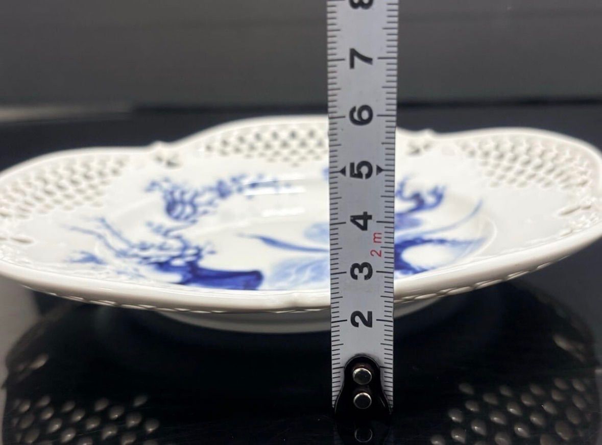 R(0408x9) Meissen マイセン ブルーオーキッド レース プレート 透かし