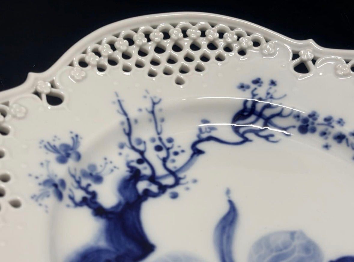 R(0408x9) Meissen マイセン ブルーオーキッド レース プレート 透かし