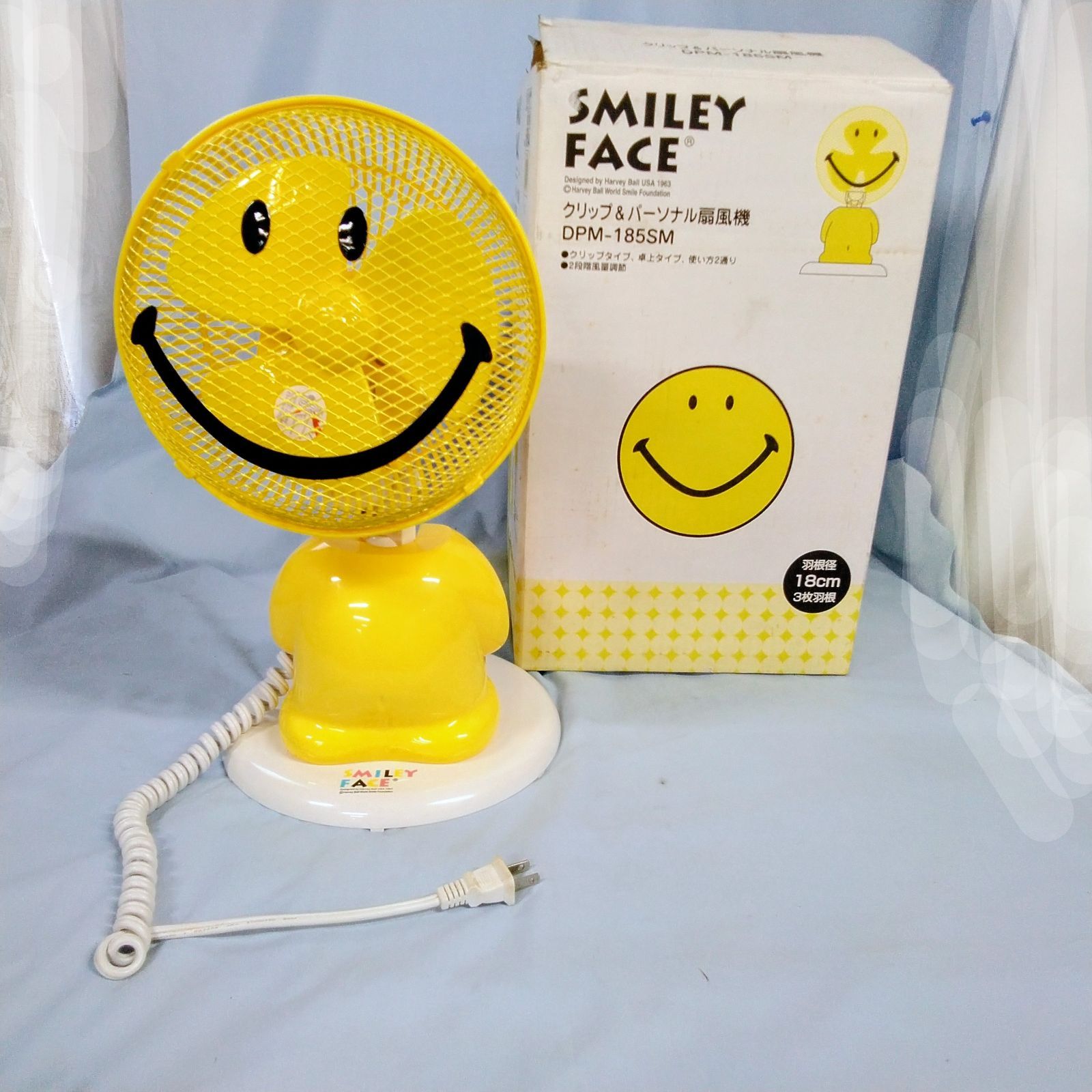 にこちゃん【スマイリーフェイス】クリップ式扇風機 通電確認済 動き