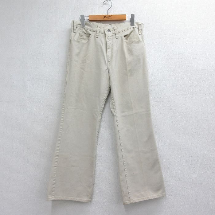 W32/古着 リーバイス Levis 517 パンツ メンズ 80年代 80s ピケ スタプレ フレア ブーツカット USA製 ベージュ【spe】 26jul17