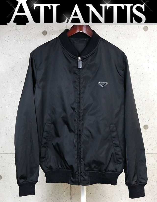 PRADA 新宿店 プラダ ナイロン ボンバー ジャケット トライアングルロゴ メンズ size:52 黒 31638 PRADA 新宿店 プラダ ナイロン ボンバー ジャケット トライアングル