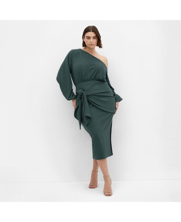 シティーシック レディース トップス ワンピース ミディワンピース プラスサイズ ミディ CITY CHIC Womens Plus Size Alysia Tie Front Midi Dress