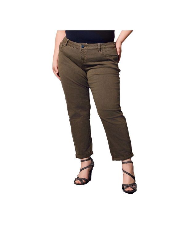 スリンク レディース ボトムス カジュアルパンツ SLINK Jeans Womens Color Mid Rise pants in rolled 255 Inseam Forest Brown ブ