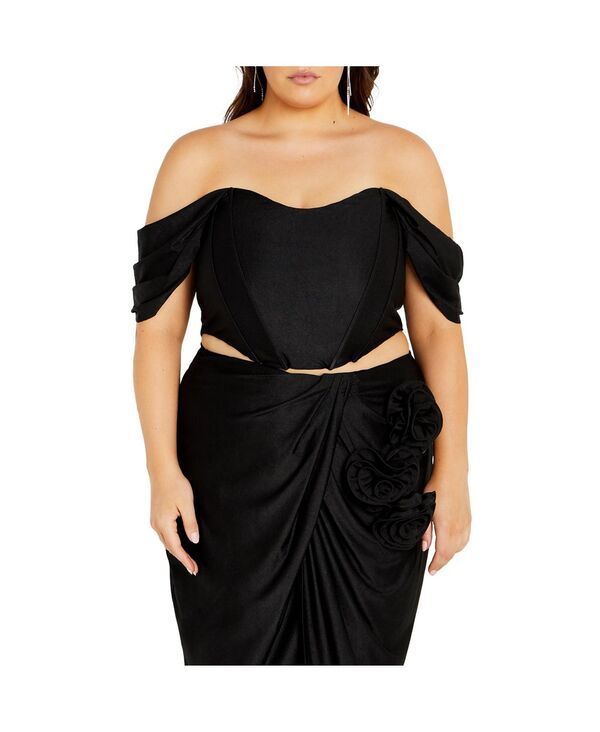 シティーシック レディース トップス シャツ CITY CHIC Womens Fleur Off Shoulder Fitted Corset Black ブラック 10,935円