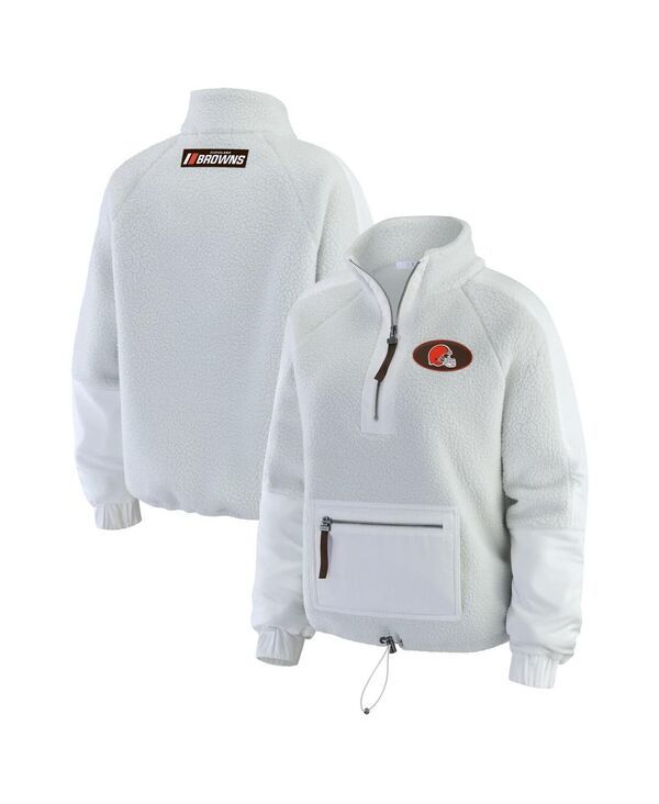 ウェア バイ エリン アンドルーズ レディース アウター ジャケット・ブルゾン フリース WEAR by Erin Andrews Womens White Cleveland Browns Pola