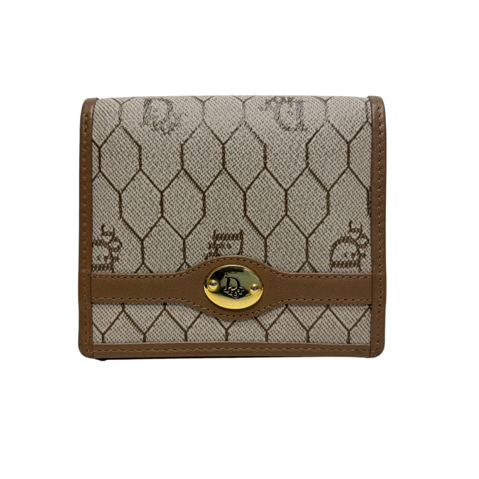 4962 Christian Dior クリスチャンディオール 折り財布 PVC ブラウン ヴィンテージ トロッター