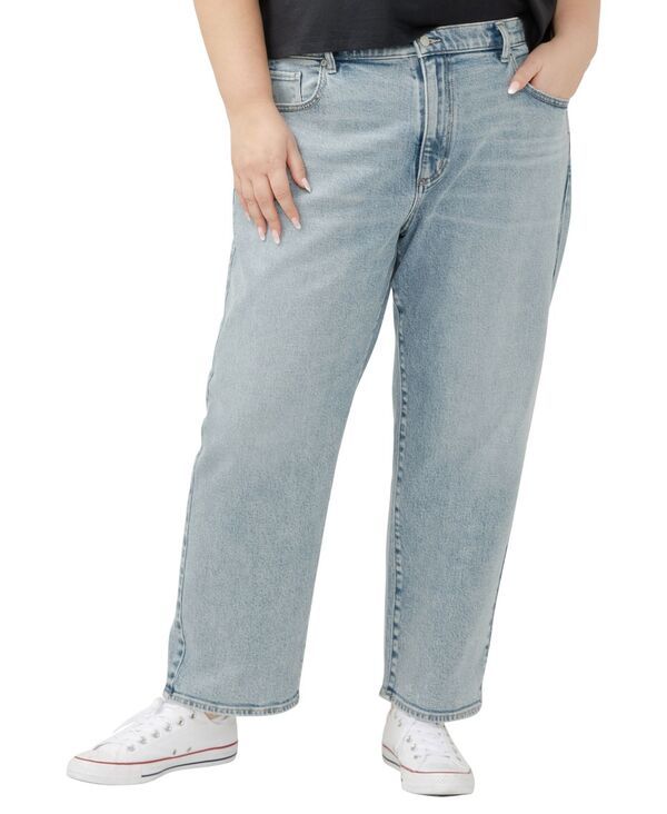 シルバー ジーンズ レディース ボトムス デニムパンツ ストレート プラスサイズ Silver Jeans Co Plus Size 90s High Rise Relaxed Straight Le