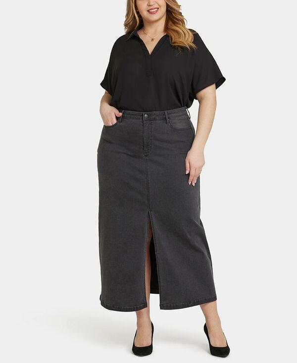エヌワイディージェイ レディース ボトムス スカート プラスサイズ NYDJ Plus Size High Rise Long Skirt Cloud Stone ストーン 17,005円