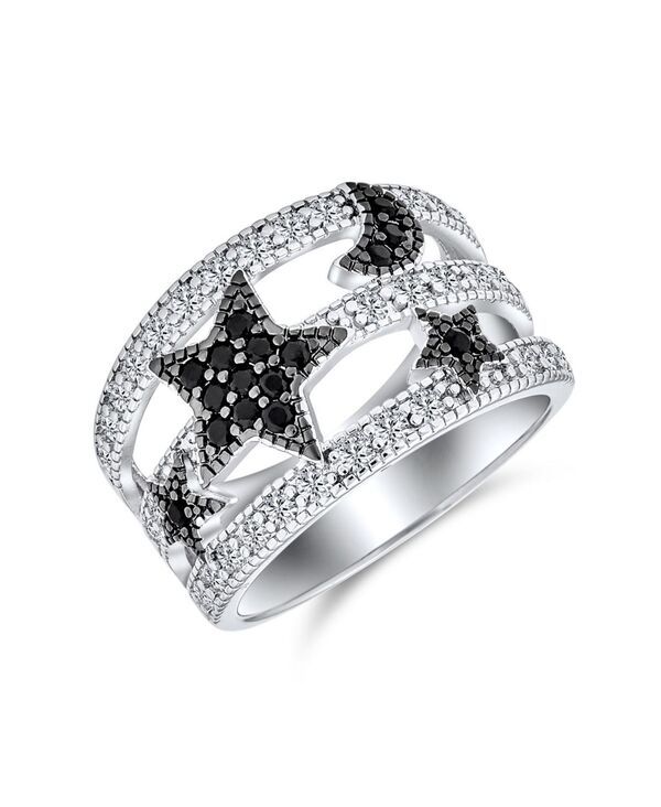 ブリング レディース アクセサリー Bling Jewelry Black White Pave CZ Cocktail Statement Ring Silver Plated Celestial