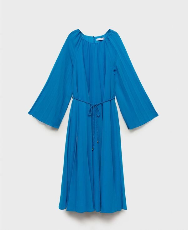 マンゴ レディース トップス ワンピース プリーツ MANGO Womens FlaredSleeve Pleatedress Blue ブルー