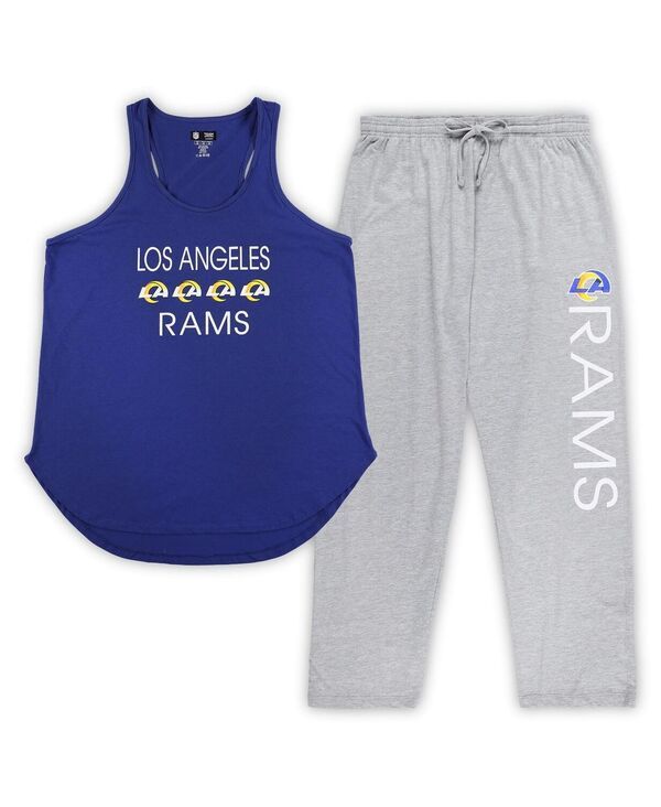 コンセプツ スポーツ レディース トップス タンクトップラスサイズ パンツ Conceptsport Womens Royal Heather Gray Los Angeles Rams Plusiz