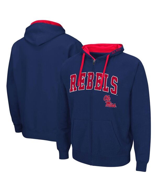 コロシアム メンズ アウター パーカー・スウェットール Colosseumens Navy Ole Miss Rebels Big and Tall FullZip Hoodie Navy ネイビー