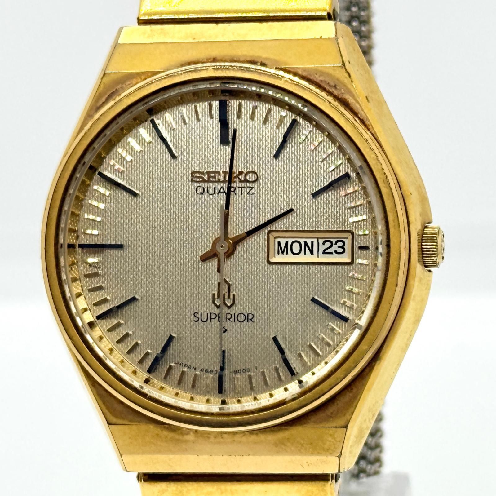 SEIKO セイコー スーペリア 4883-8001 ゴールド QZ メンズ 腕時計 訳あり