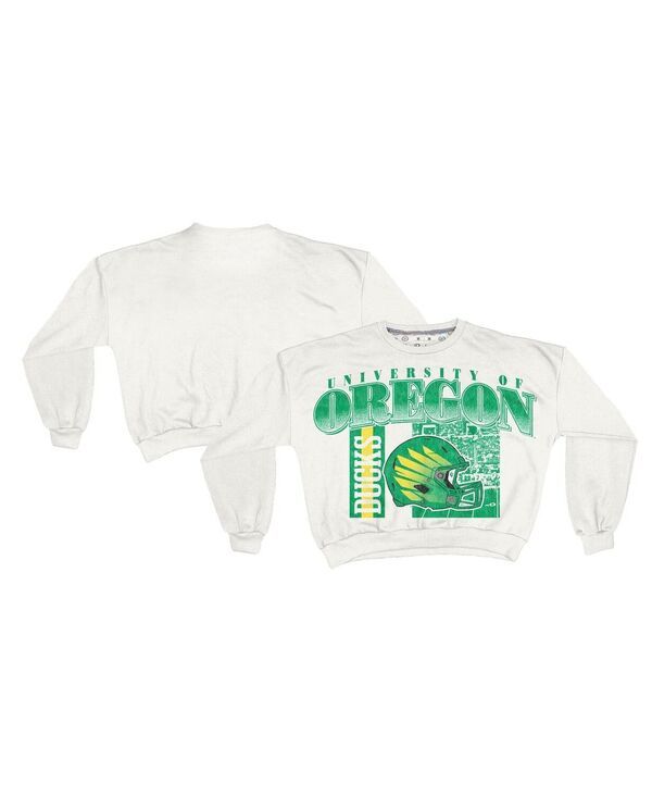 プレスボックス レディース アウター パーカー・スウェット シャツ Pressbox Womens White Oregon Ducks Oversized Janice Retro WaistLen