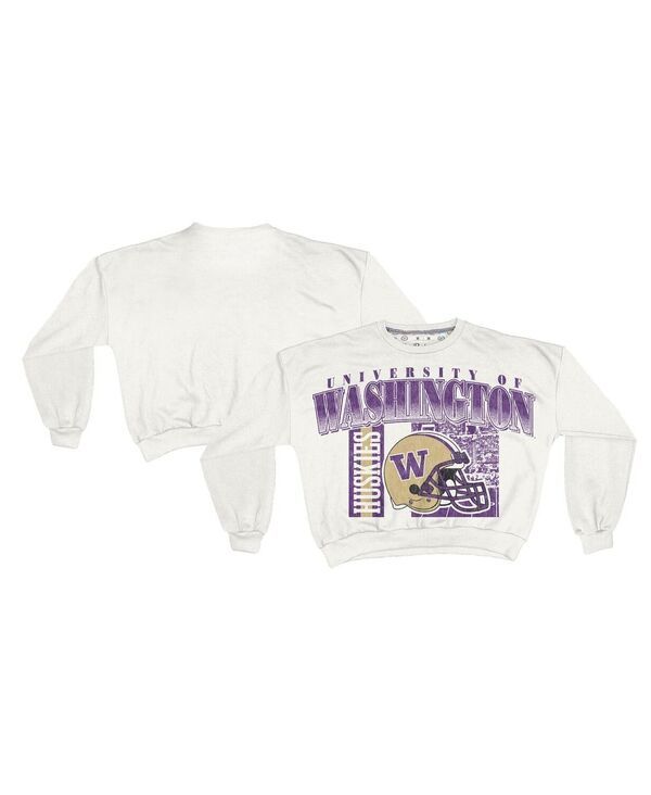 プレスボックス レディース アウター パーカー・スウェット シャツ Pressbox Womens White Washington Huskies Oversized Janice Retro Wa