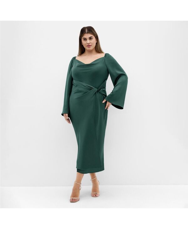 シティーシック レディース トップス ワンピース プラスサイズ CITY CHIC Plusize Adelina Long Sleeve Dress Forest フォレスト