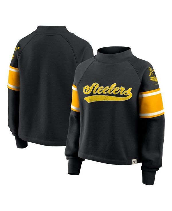ファナティクス レディース アウター パーカー・スウェット モックネック Tシャツ Fanatics Womens Black Pittsburgh Steelers Oversized Hometo