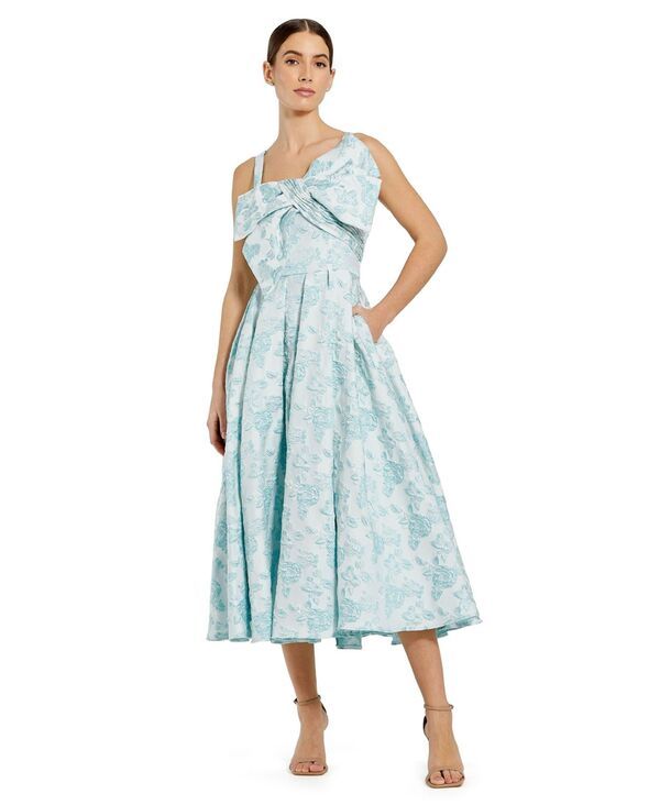 マックダガル レディース トップス ワンピース フラワー柄 ノースリーブ フラワー Mac Duggal Womensleeveless Large Bow Detail Floral Brocade