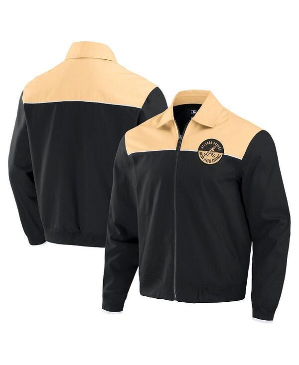 ファナティクス メンズ アウター ジャケット・ブルゾン ジャケット Fanatics Mens BlackTan Atlanta Braves Canvas Bomber FullZip Jacket