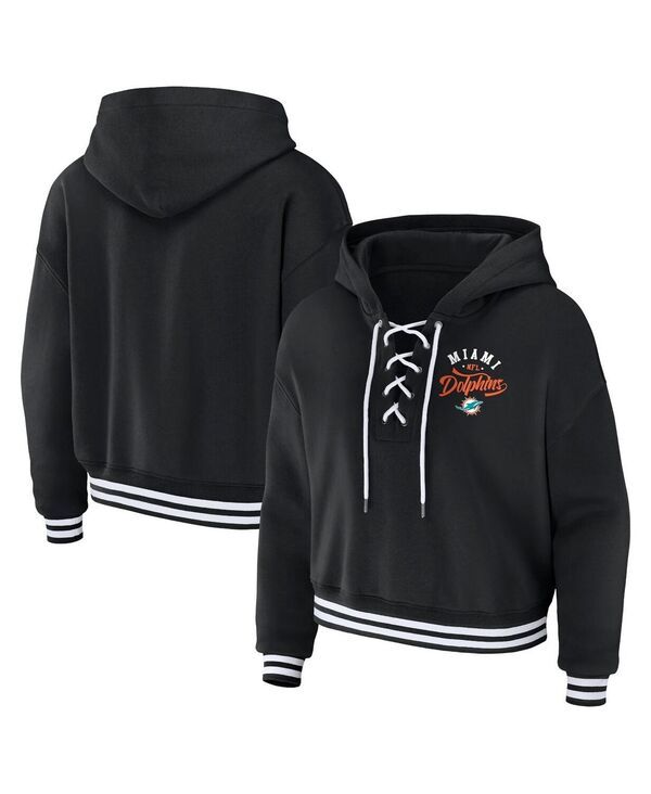 ウェア バイ エリン アンドルーズ レディース アウター パーカー・スウェット レース WEAR by Erin Andrews Womens Black Miami Dolphins LaceUpu