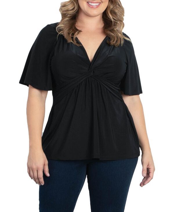 キヨナ レディース トップス シャツ プラスサイズ Kiyonna Plusize Abby Twist Frontop Black noir ブラック