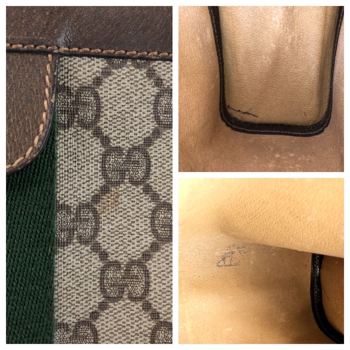 美品 GUCCI グッチ ヴィンテージ シェリーライン ブラウン ベージュ GG