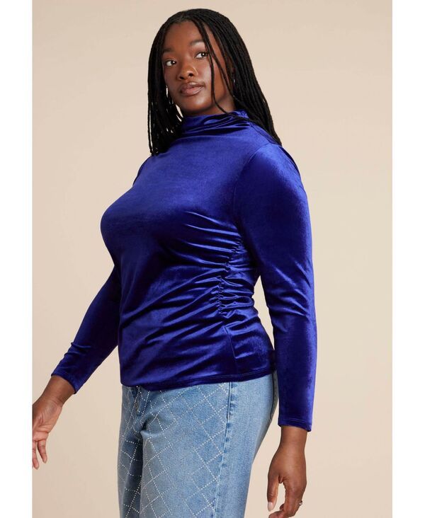 エロクイ レディース トップス シャツ モックネック プラスサイズ ベルベット ELOQUII Plusize Velvet Mockneck Top Mystic purple パープル
