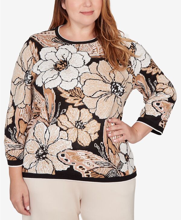 アルフレッド ダナー レディース アウター ニット・セーター フラワー柄 プラスサイズ フラワー Alfredunner Plusize Seville Jacquard Floral Butterf