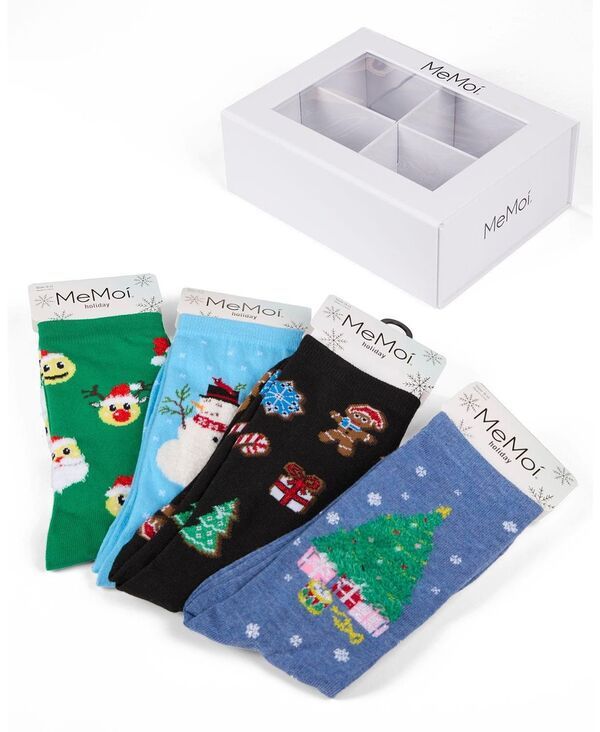 メモイ レディース アンダーウェア 靴下 MeMoi Womens 4 Pair Christmas Novelty Crew Socks Gift Set Multi マルチカラー
