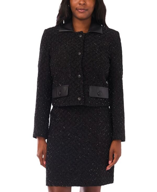 ヴィンスカムート レディース アウター ジャケット・ブルゾン クロップド 長袖 Vince Camuto Womens Collar LongSleeve Cropped Jacket Rich Bl