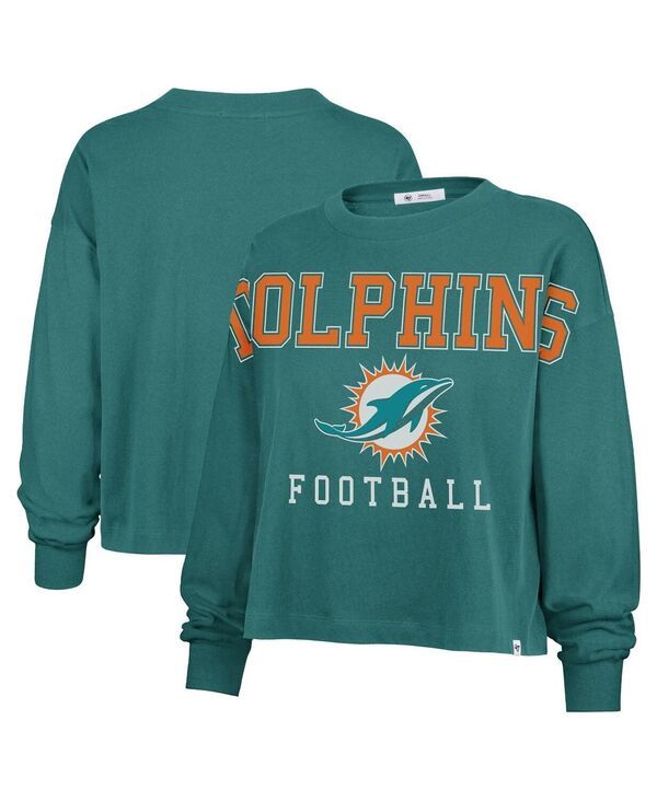 47 ブランド レディース トップス Tシャツ 47 Brand Womens Aqua Miami Dolphins Outreach City Oversized Long Sleeve TShi