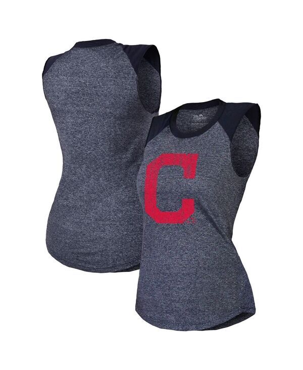 マジェスティック レディース トップス タンクトップ Majestic Threads Womens Navy Cleveland Indians TriBlend Raglan Muscle Tan 7,685円