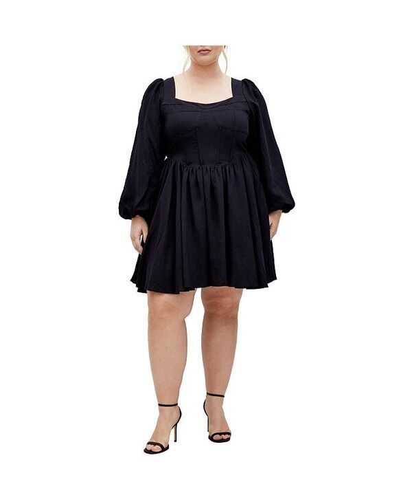 シティーシック レディース トップス ワンピース プラスサイズ CITY CHIC Plus Size Cordelia Dress Black ブラック