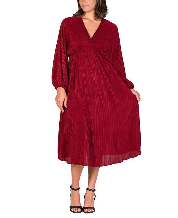 24 セブンコンフォート レディース トップス ワンピース Vネック ミディワンピース プリーツ ミディ エンパイア 24seven Comfort Apparel Womens Pleated V